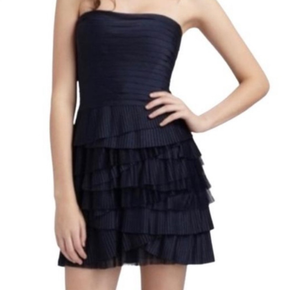 BCBGMaxAzaria NAVY Blue BCBG Strapless Cocktail Mini Dress Sz 2